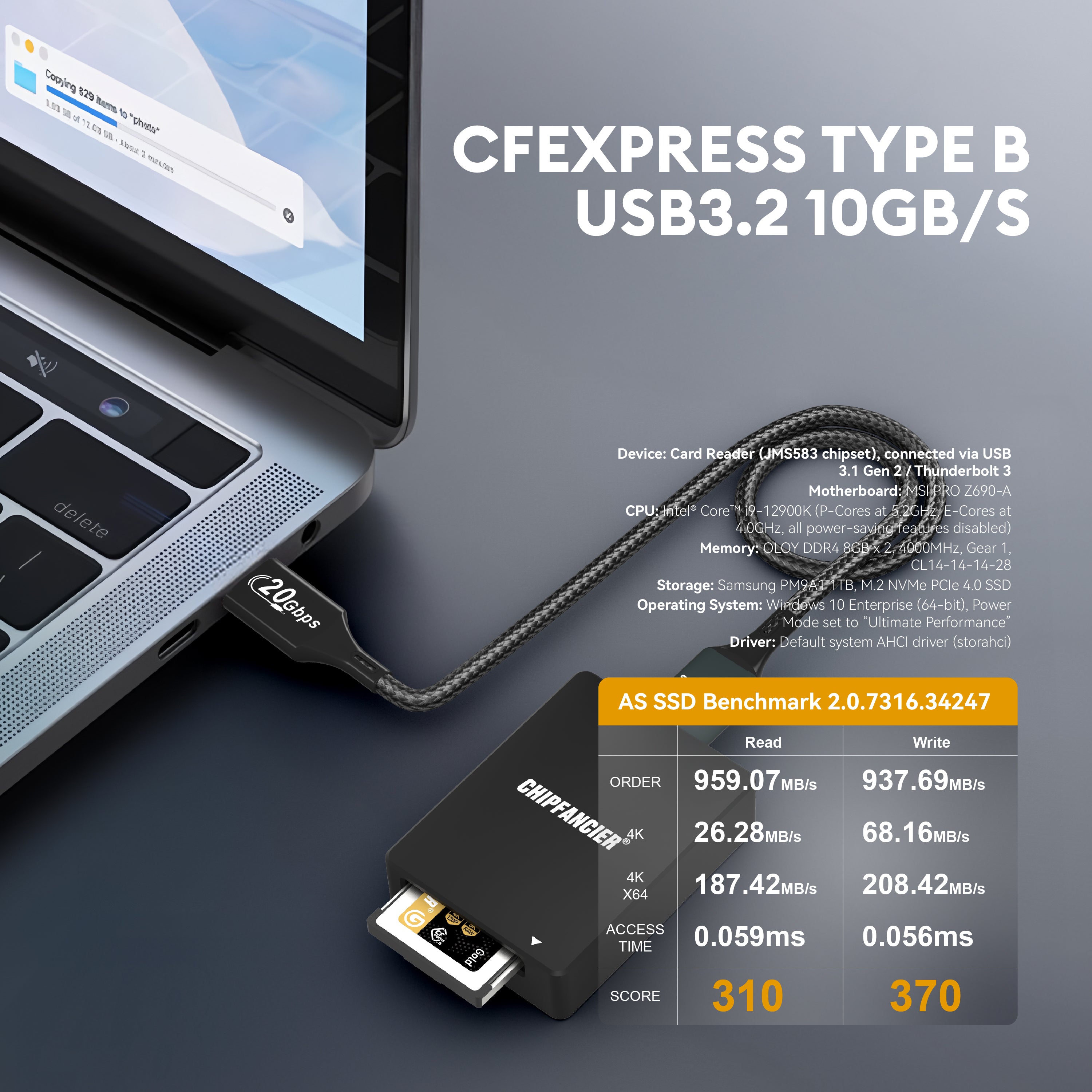 CFexpress Type B Card Reader with USB 3.2(Gen 2) 10Gbps